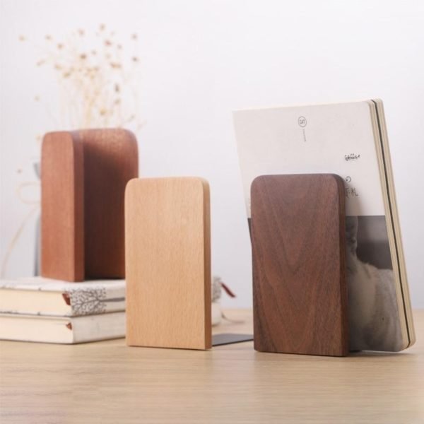 Rounded Corners Eco-friendly Thick Wooden Sturdy Bookend - 图片 2