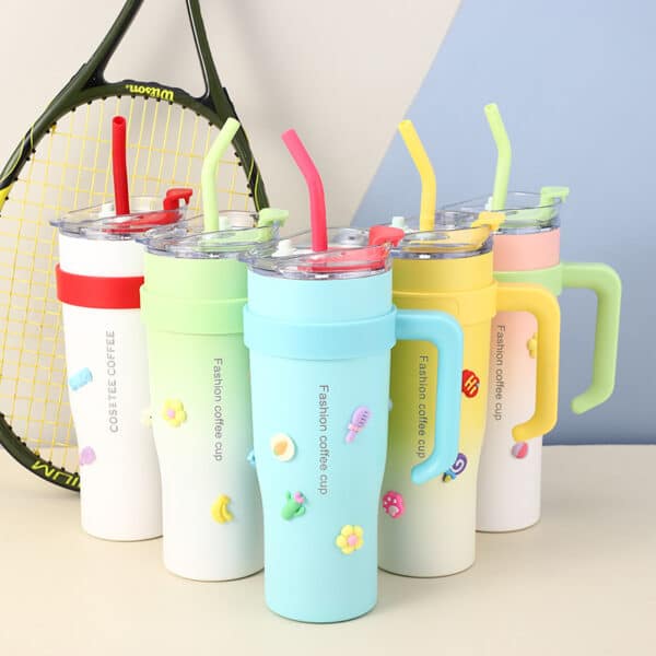 Gradient Color 40oz Bottle with Handle Large Capacity Strawing Cup - 图片 2