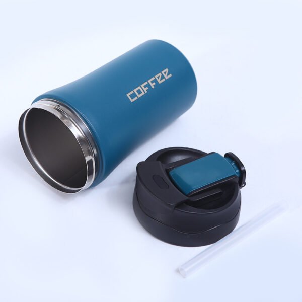 Double Wall Stainless Steel Coffee Tumbler with Flip Straw - Image 2