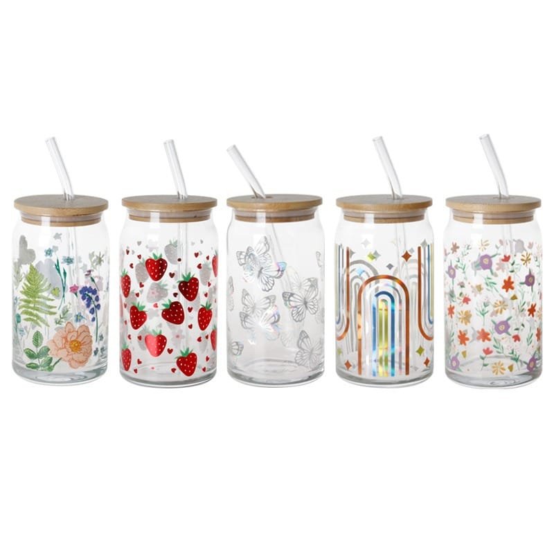 Glass Water Cup Fashion Bottle with Bamboo Lid - Image 2