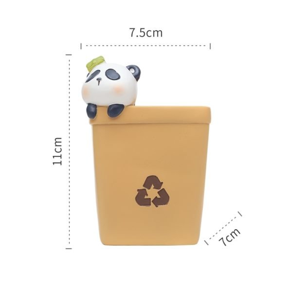 Dustbin Shaped Resin Pen Holder With Cartoon Animals - Image 2
