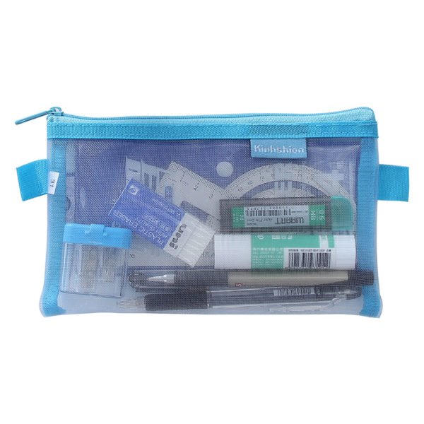 Transparent Large Capacity Mesh Pencil Pouch - Image 2
