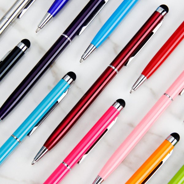 Slim Metal Twist Action Stylus Ballpoint Pen - 图片 2