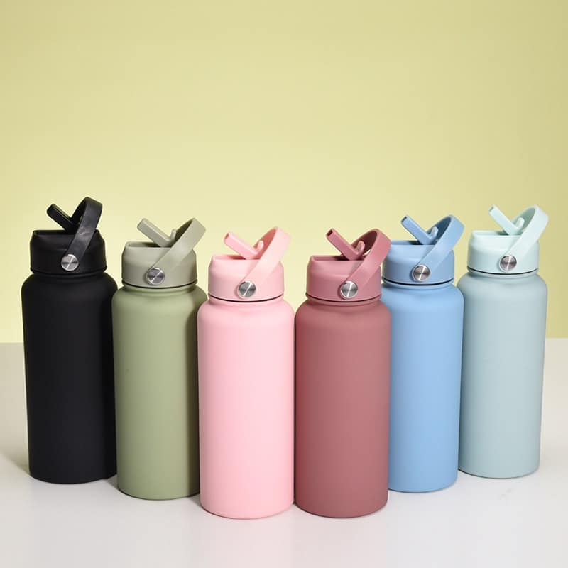 Portable Handle Straw Insulated Bottle 33oz - 图片 2