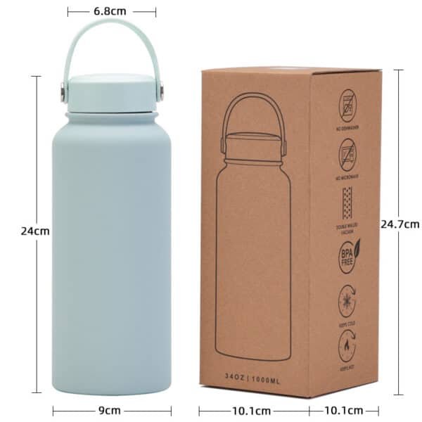 Wide Mouth Portable Vacuum Sports Bottle 33oz - Image 2