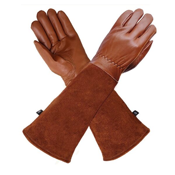 Cowhide Gardening Long Gloves - 图片 2