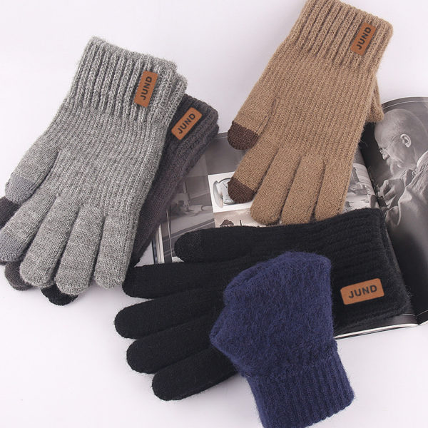 Classic Solid Color Touch Screen Knit Gloves - 图片 2