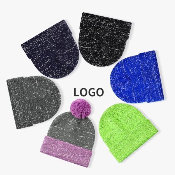 Winter New Reflective Silk Knit Beanie - 图片 2