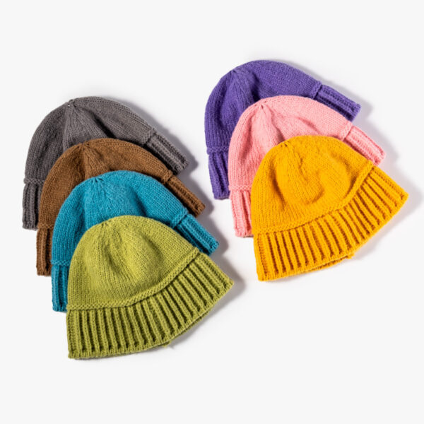 Solid Color Knitted Bucket Beanie - 图片 2