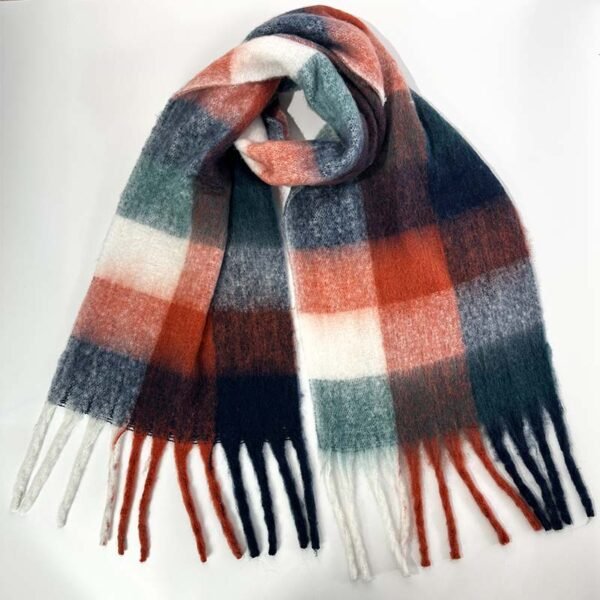 Rainbow Plaid Thickened Warm Scarf - 图片 2