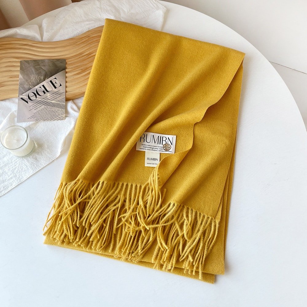 Custom Pure Color Premium Faux Cashmere Scarf - 图片 2