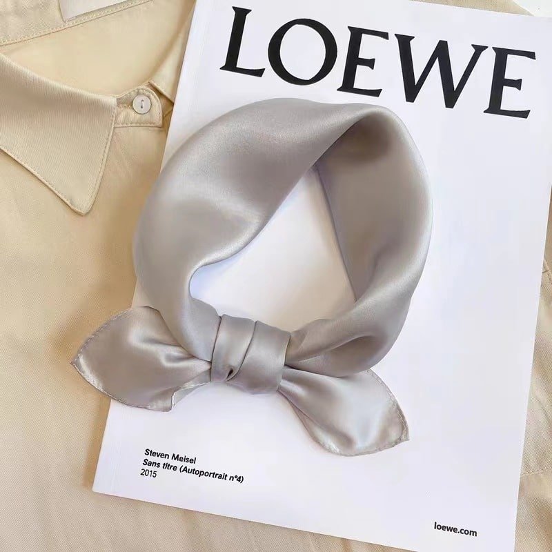 Fashionable Pure Colour Silk Bandana - 图片 2