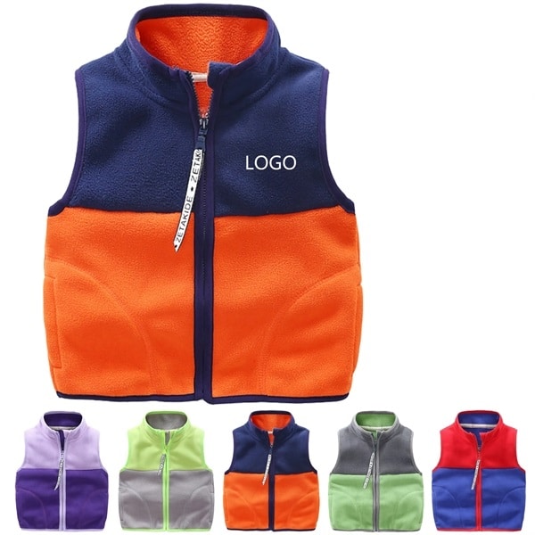 Winter Children Waistcoat Fleece Thickened Vest with Logo - 图片 2