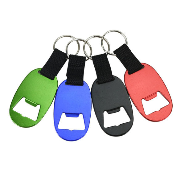 Oval Bottle Opener Keychain w/ Strap - 图片 2