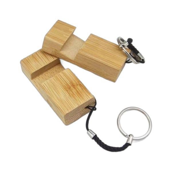 Bamboo Keychain Phone Stand - 图片 2