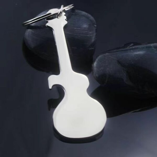 Zinc Alloy Guitar-Shaped Keychain - 图片 2