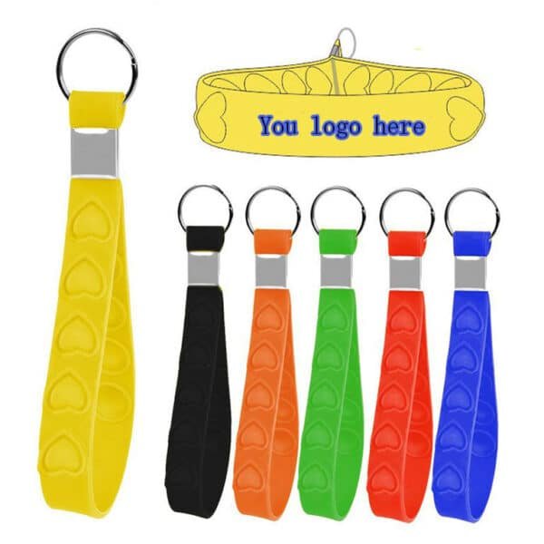 Heart Shaped Silicone Pop Fidget Wristband With Keychain - Image 2