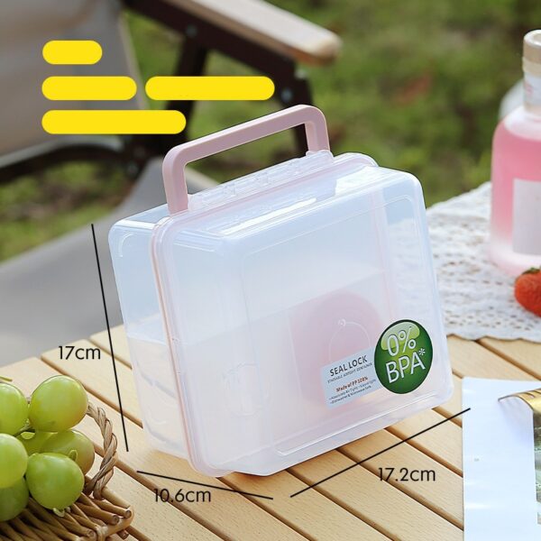 Transparent Portable Three Compartments Plastic Lunch Box - 图片 2