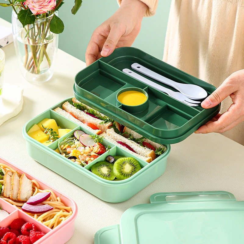 Simple Three Compartemnts Plastic Microwaveable Lunch Box - 图片 2