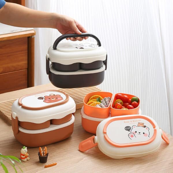 Double Layer Plastic Microwaveable Lunch Box - 图片 2