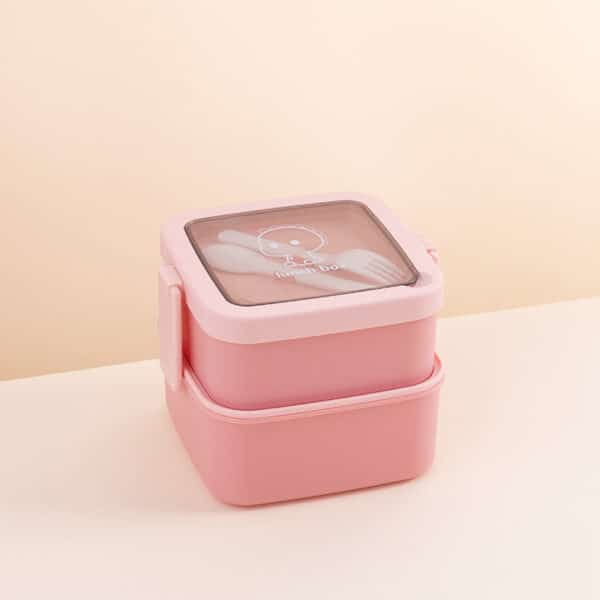 Single Custom Double Layer Compartments Lunch Box - 图片 2