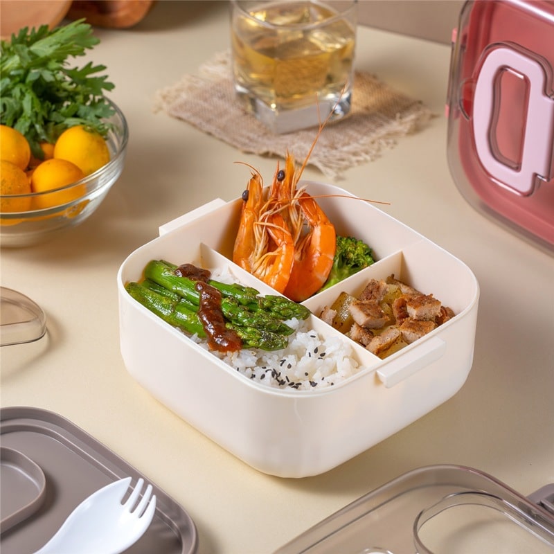 Custom Square Three Compartments Plastic Lunch Box - 图片 2