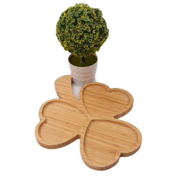 Lucky Clover Shaped Bamboo Tray - 图片 2