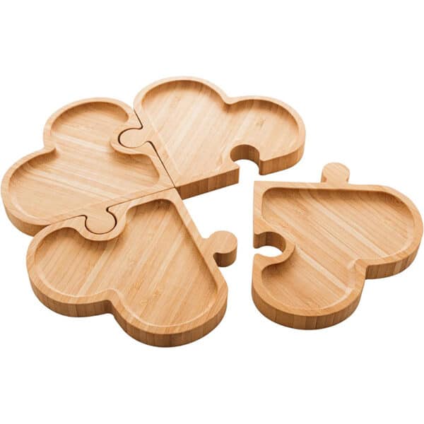 Lucky 4-leaf Shaped Bamboo Tray Set - 图片 2