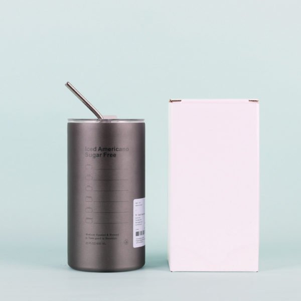 Portable 12oz Double Wall Vacuum Coffee Bottle with Straw - 图片 2