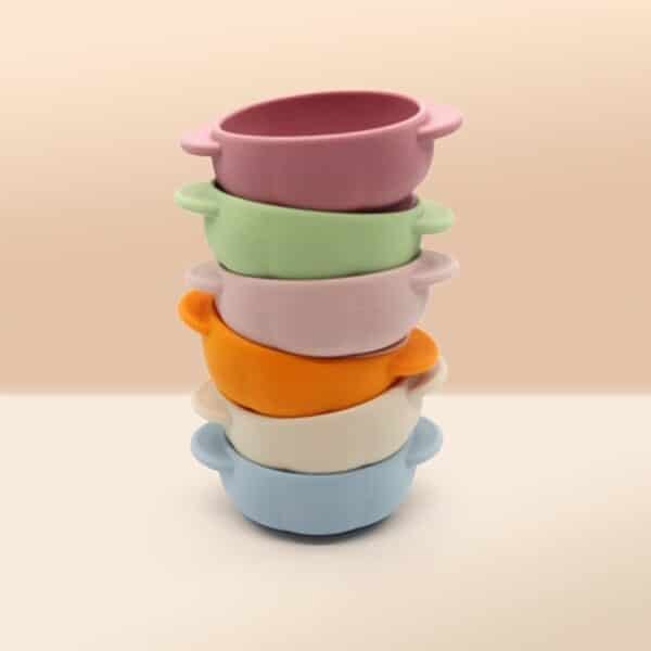 Double Ear Food Grade Silicone Baby Learning Bowl - 图片 2