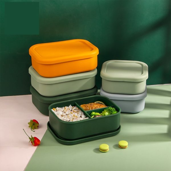 Silicone 3-compartment Simple Lunchbox - 图片 2