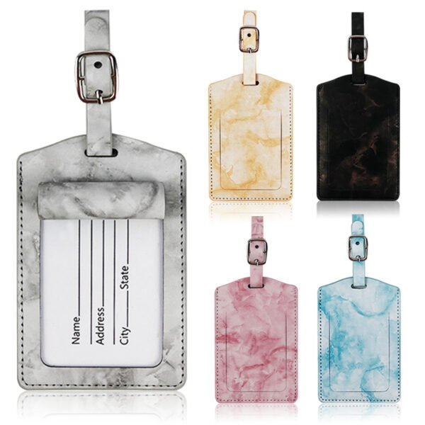 PU Leather Fancy Marble Pattern Luggage Tag - Image 2