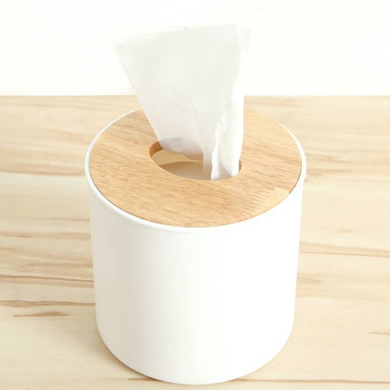 Solid Wooden Lid Round Tissue Box - Image 2