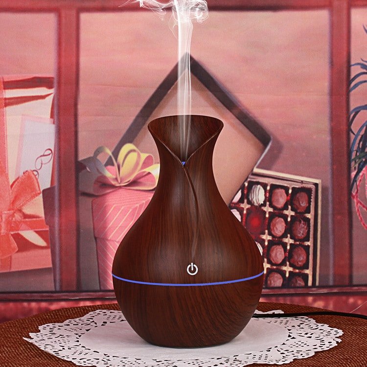 PVC Wood Grain LED Silent Aromatherapy Humidifier - 图片 2