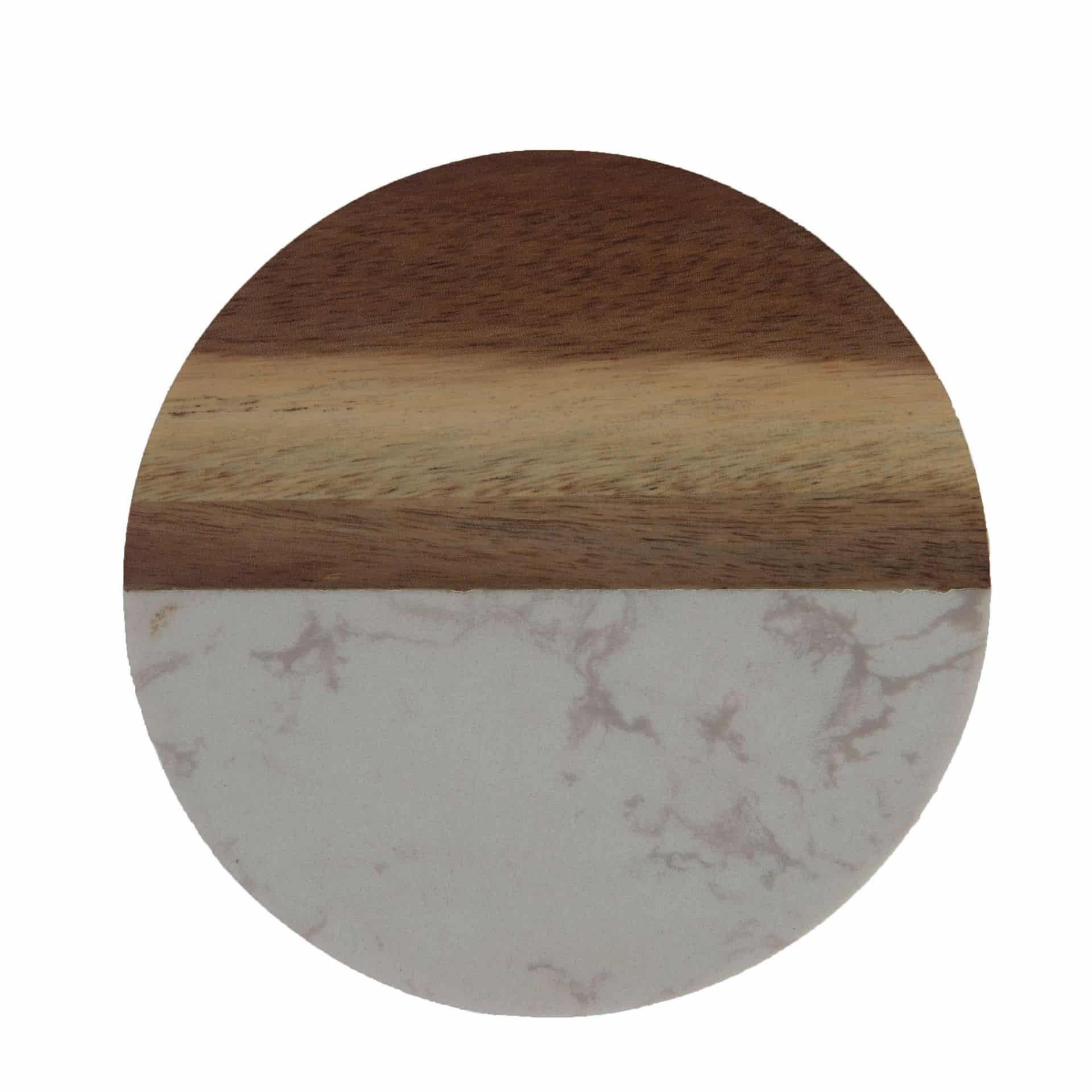 Round Marble and Wood Heat-Resistant Coaster - 图片 2