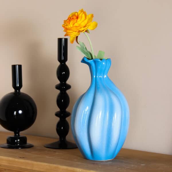 Customized Retro Blue Ceramic Vase - Image 2