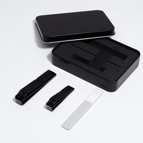 Black Stainless Steel Nail Clippers Set in Tinplate Box - 图片 2