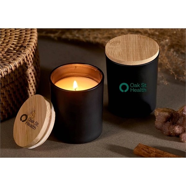 Soy Wax Candle in Glass Jar with Bamboo Lid 10 oz - 图片 2
