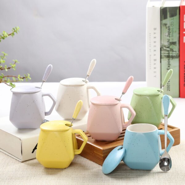 Frosted Diamond-Shaped Ceramic Mug - Image 2