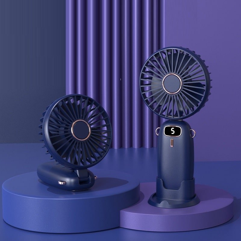 USB Digital Display Rechargeable Handheld Fan - Image 2