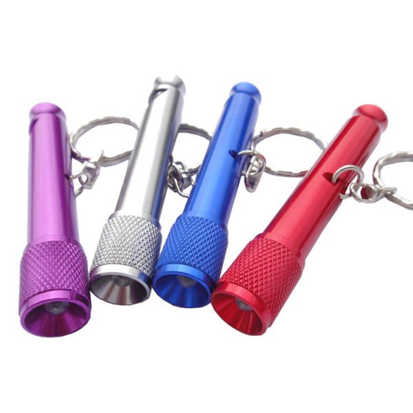 Multicolor Mini Portable Aluminum Flashlight with Keychain and Whistle - 图片 2