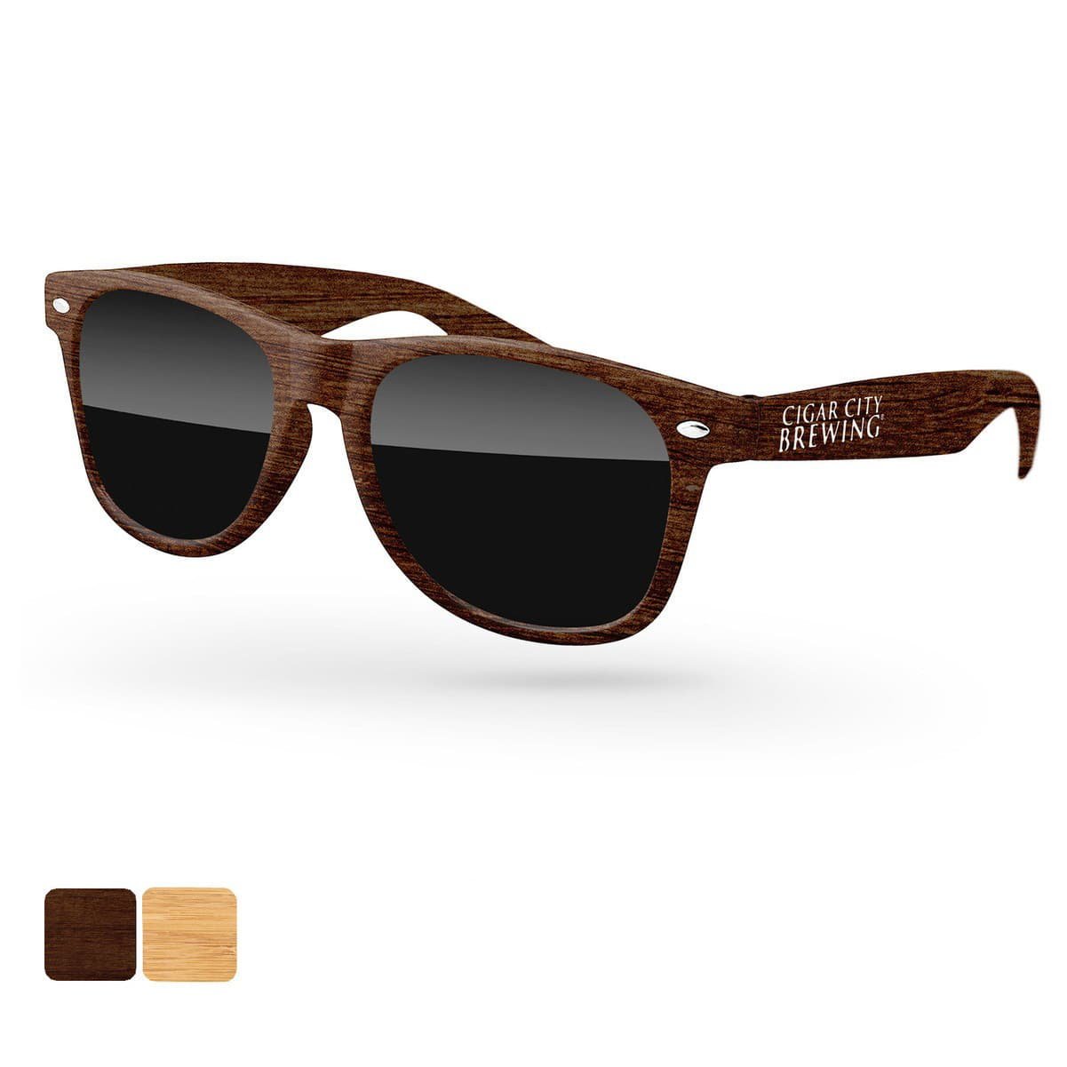 Retro Faux-wood Sunglasses - 图片 2