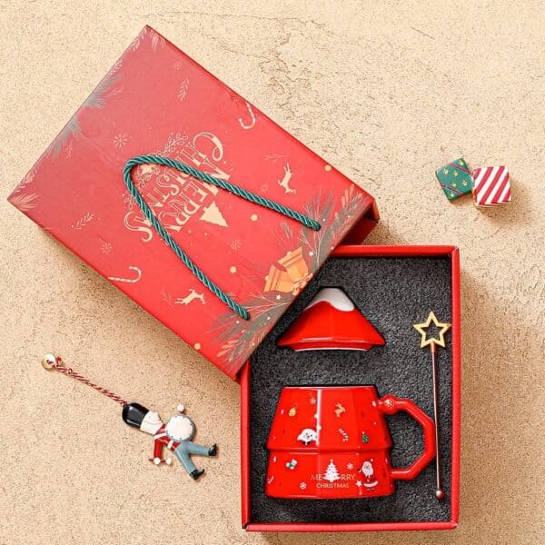 Red Christmas Tree-Shaped 15-Ounce Coffee Mug - 图片 2