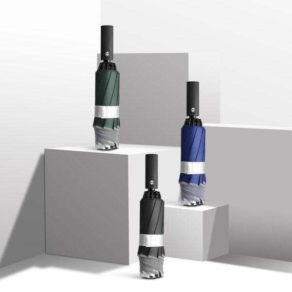 Reverse Automatic Folding Umbrella With Silver Rubber Reflective Strip - 图片 2