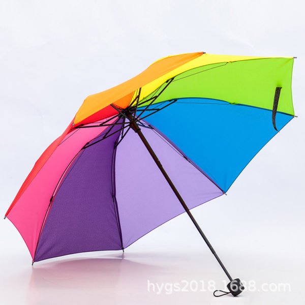 Windproof Rainbow Polyester Umbrella with 16 Ribs - 图片 2
