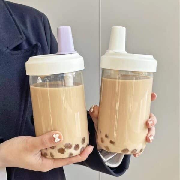 Large Capacity Bubble Tea and Coffee Glass Cup - 图片 2