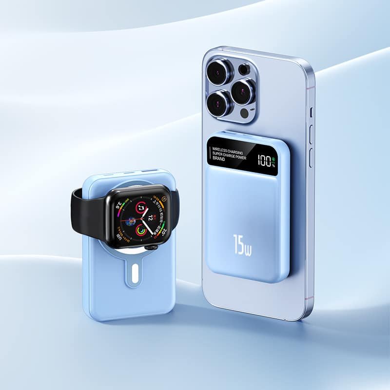 Magnetic 15w Wireless Fast Charging Apple iwatch & Cell Phone All-in-one Portable Power Bank - 图片 2