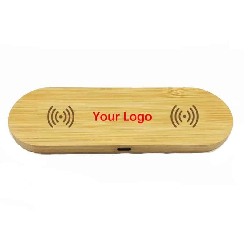 Bamboo 2-in-1 Desktop Wireless Charger-Customizable logo - 图片 2