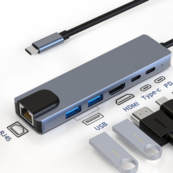 6 in 1 Laptop Docking Station Multiple Function Type C Hub - 图片 2
