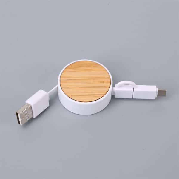 Square Wooden Biodegradable USB Charging Cable - 图片 2